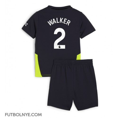 Camiseta Manchester City Kyle Walker #2 Visitante Equipación para niños 2024-25 manga corta (+ pantalones cortos)